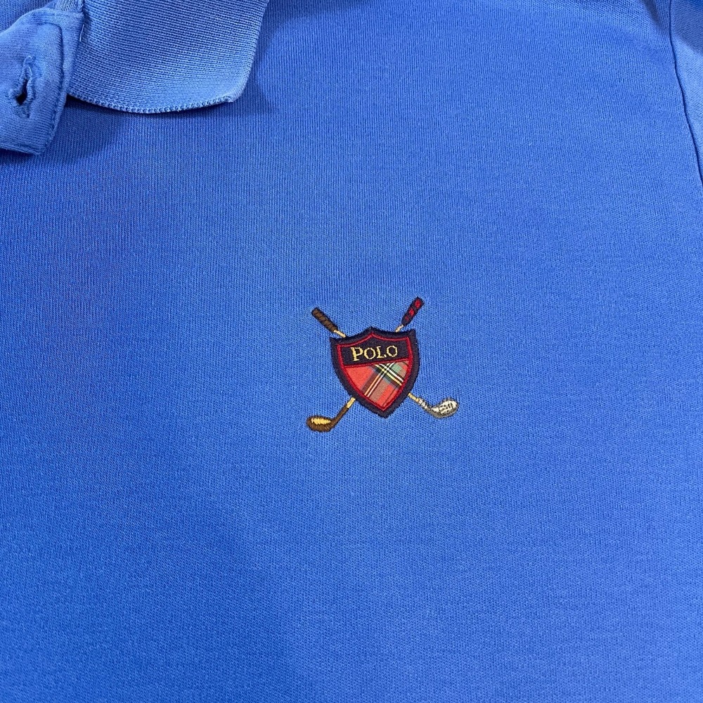 Vintage Polo Ralph Lauren Mens Golf Polo Shirt Shield Logo Size Large Blue Soft - Picture 4 of 10